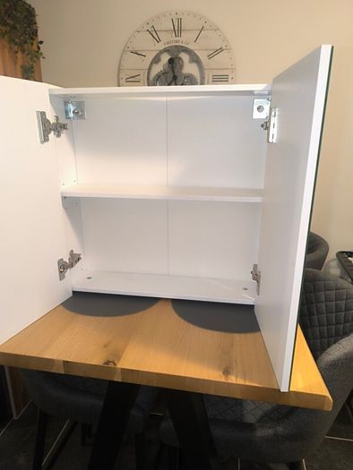 Veleka Gloss White Double Bathroom Cabinet with Mirrored door (H)540mm (W)550mm  B&Q