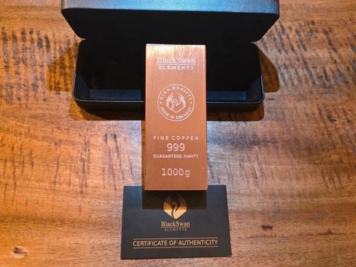 Black Swan 1kg Pure Copper bar. Fine copper bar