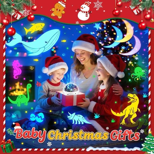 Sensory Star Projector Night Light for Babies & Kids, 93 Light Modes, Dimmable + Timer + Remote, 360 Rotation, Perfect Baby Girl & Boy Gift