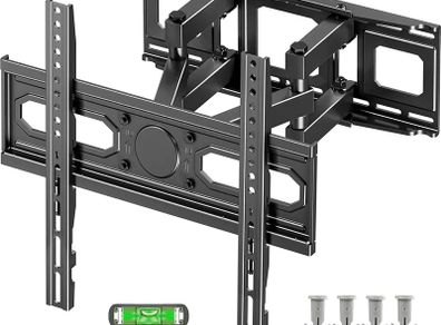 TV Wall Bracket for Most 26-70 Inch LED, LCD, OLED Flat & Curved TV, Full Motion TV Mount with Swivels Tilts Extends Double Arm Holds up to 45kg, Max VESA 400x400mm
