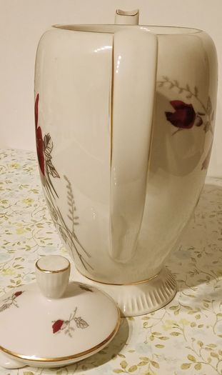 Vintage Chocolate Porcelain Red Rose Design.