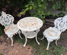 Cast iron table and chairs