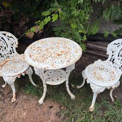 Cast iron table and chairs