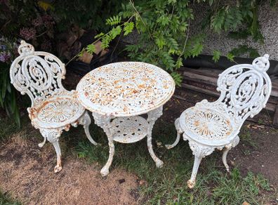 Cast iron table and chairs