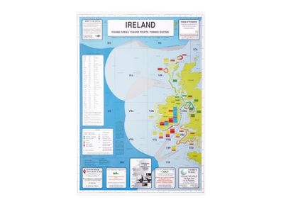 Bord Iascaigh Mhara Ireland Fishing Areas, Fishing Rights, Fishing Quotas B2 Size Map/Poster 1989