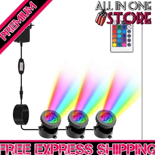 Pond Lights Mains Powered, RGB Underwater Spot Light Aquarium Lights with Remote Control IP68 Waterproof Multicolour Submersible Lights for Fish Tank Garden Yard Pool Fountain Pond MULTIPLE OPTIONS AVAILABLE (FREE PISTAGE)