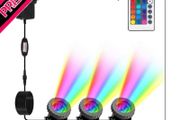 Pond Lights Mains Powered, RGB Underwater Spot Light Aquarium Lights with Remote Control IP68 Waterproof Multicolour Submersible Lights for Fish Tank Garden Yard Pool Fountain Pond MULTIPLE OPTIONS AVAILABLE (FREE PISTAGE)