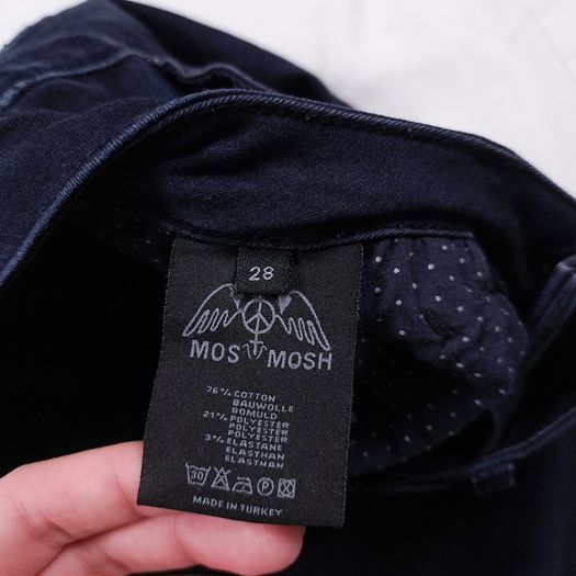 Mos Mosh Dark Blue Moto Biker Zip Detail Skinny Denim Jeans Size 28/10UK/38EU