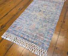 Art Carpet Kilim Collection Blue Floral Rug 135 x 68cm