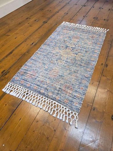 Art Carpet Kilim Collection Blue Floral Rug 135 x 68cm