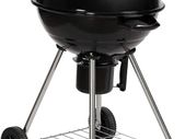 GFKTBBQ 47 cm Portable Round Kettle Charcoal BBQ, Adjustable Vent, Integrated Thermometer, 2 Wheels & Chrome Grill