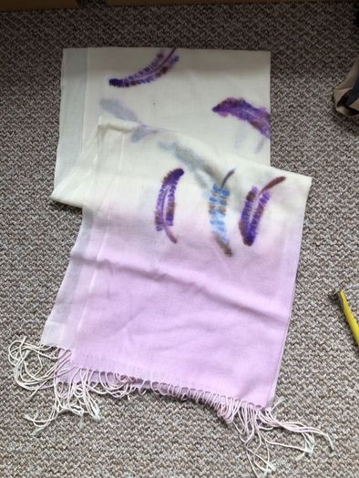 Morgan  Oates designer  Wool Scarf cream and lilac