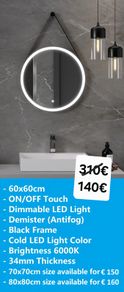 LED Bathroom Mirror Black Frame