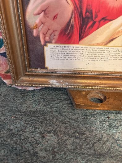 Vintage Sacred Heart Blessing Framed