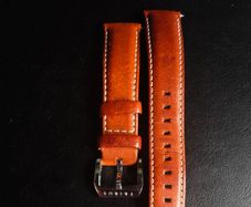Leather watch strap with buckle