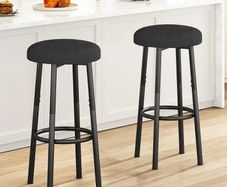 67 cm Bar Stools Set of 2, Black Breakfast Barstools, Kitchen Bar Stool Chairs with Metal Leg for Kitchen Island Counter Breakfast Bars Living Room Party