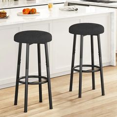 67 cm Bar Stools Set of 2, Black Breakfast Barstools, Kitchen Bar Stool Chairs with Metal Leg for Kitchen Island Counter Breakfast Bars Living Room Party