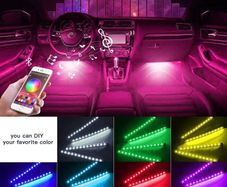 Car Interior 72 LED Strip Lights RGB Remote USB 4PCS RGB Remote Music Control