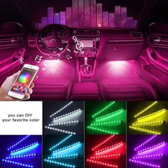Car Interior 72 LED Strip Lights RGB Remote USB 4PCS RGB Remote Music Control