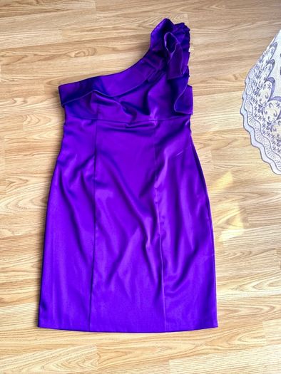 Apart Glamour Purple Satin One-Shoulder Occasion Dress - Size 14
