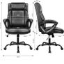 Executive Office Chair, PU Leather Ergonomic Desk Chair, Black High Back, Thick Padded Cushion, Heavy Duty, Height Adjustable, Soft Arms, Reinforced, Comfortable Business Computer Chairs Image 4