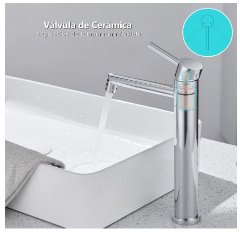 Chrome High Rise Bathroom Sink Faucet, 360 Swivel Bathroom Faucet for Raised Sinks