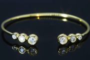 18ct Gold Plated sterling silver open cuff bangle with 1.8ct of Moissanite