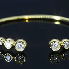 18ct Gold Plated sterling silver open cuff bangle with 1.8ct of Moissanite