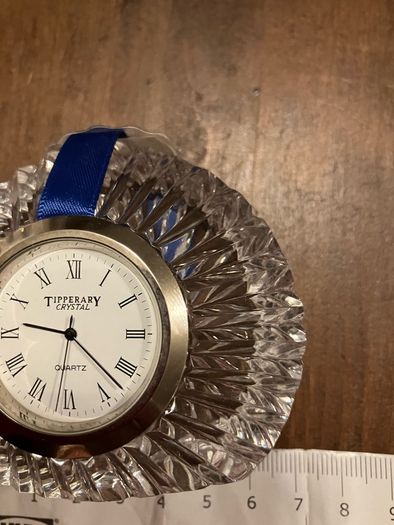 Tipperary Crystal vintage unused desk clock