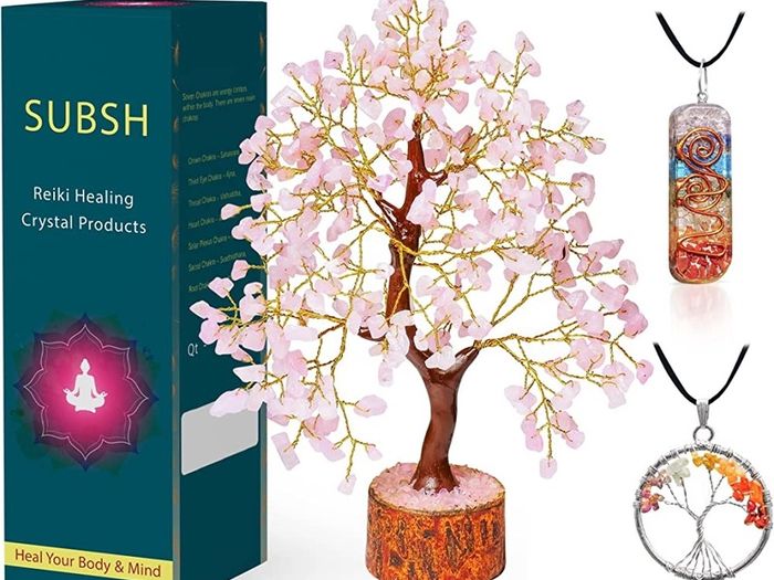 Rose Quartz Crystal - Crystals and Gemstones - Healing Crystals - Bonsai Tree - Money Tree - Tree of Life - Home Decor Accessories - Meditation Accessories (FREE POSTAGE)