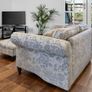 Stunning cream & grey 2 seater sofa with foot stool (bench) Image 2