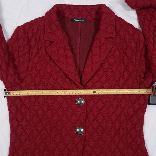 Frank Walder Dark Red Burgundy Diamond Quilted Button-Up Blazer Jacket 14UK/42EU