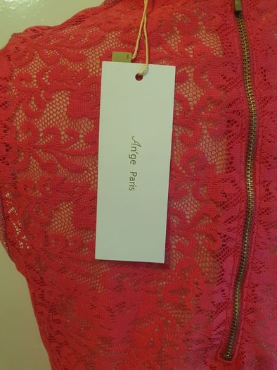 An'ge Paris Ladies Pink Sparkly Top With Back Lace Detail New With Tags RRP E44