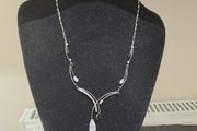 Black Silver Crystal Necklace with Gift Box