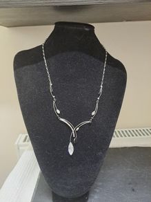 Black Silver Crystal Necklace with Gift Box