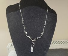 Black Silver Crystal Necklace with Gift Box