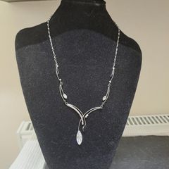 Black Silver Crystal Necklace with Gift Box