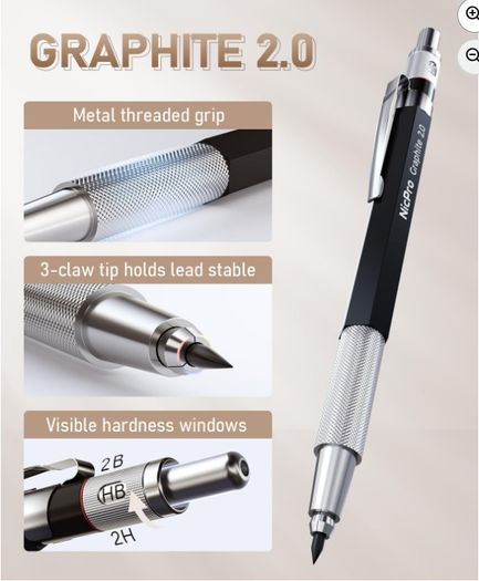 Nicpro 29PCS Art Mechanical Pencils Set in Leather Case, Metal Drafting Pencil 0.5, 0.7, 0.9 mm, 2mm Lead Pencil Holders for Sketching Drawing