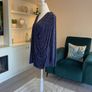 Navy Blue White Polka Dot Print V Neck Ruched Faux Wrap Top Blouse from So Fabulous Image 9