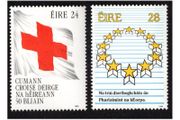 1989 Ireland Anniversary of the Red Cross and Commemoration of the European Elections Commemorative Stamps Mint Never Hinged (MNH)