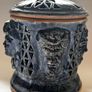 Rare Michael Kennedy Studio Pottery River of Ireland For-Faced Lidded Jar Image 10