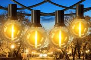 Festoon Lights Outdoor / Indoor, 150FT/45.7M Outdoor Garden Lights Mains Powered, 75+2 LED String Lights with Shatterproof Plastic Bulbs, IP45 Waterproof for Decor Party, Christmas, Yard, Terrace (FREE POSTAGE)