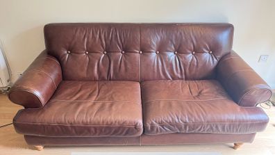 Brown leather couch