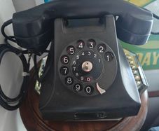 Vintage Bakelite Ericsson black  retro Rotary Dial Phone P&T stamp