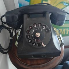 Vintage Bakelite Ericsson black  retro Rotary Dial Phone P&T stamp