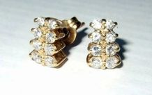 Vintage 18K Yellow Gold Diamond Cluster Earrings