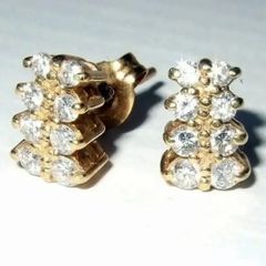 Vintage 18K Yellow Gold Diamond Cluster Earrings