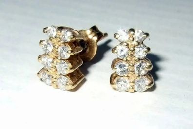 Vintage 18K Yellow Gold Diamond Cluster Earrings