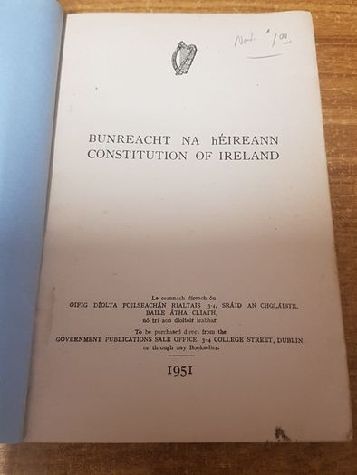 BUNREACHT NA heireann Vintage Constitution of Ireland 1951