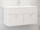 Sink Cabinet with Built-in Basin White Chipboard